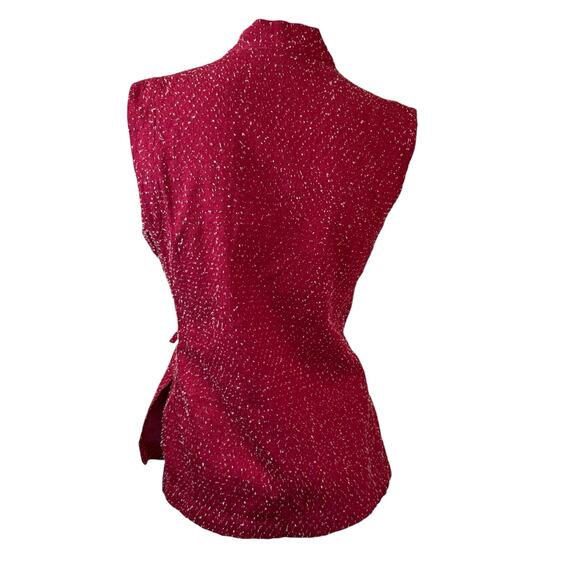 Asiatica Kansas City Red & White Textured String Wrap Art to Wear Vest sz S/M - Picture 2 of 7